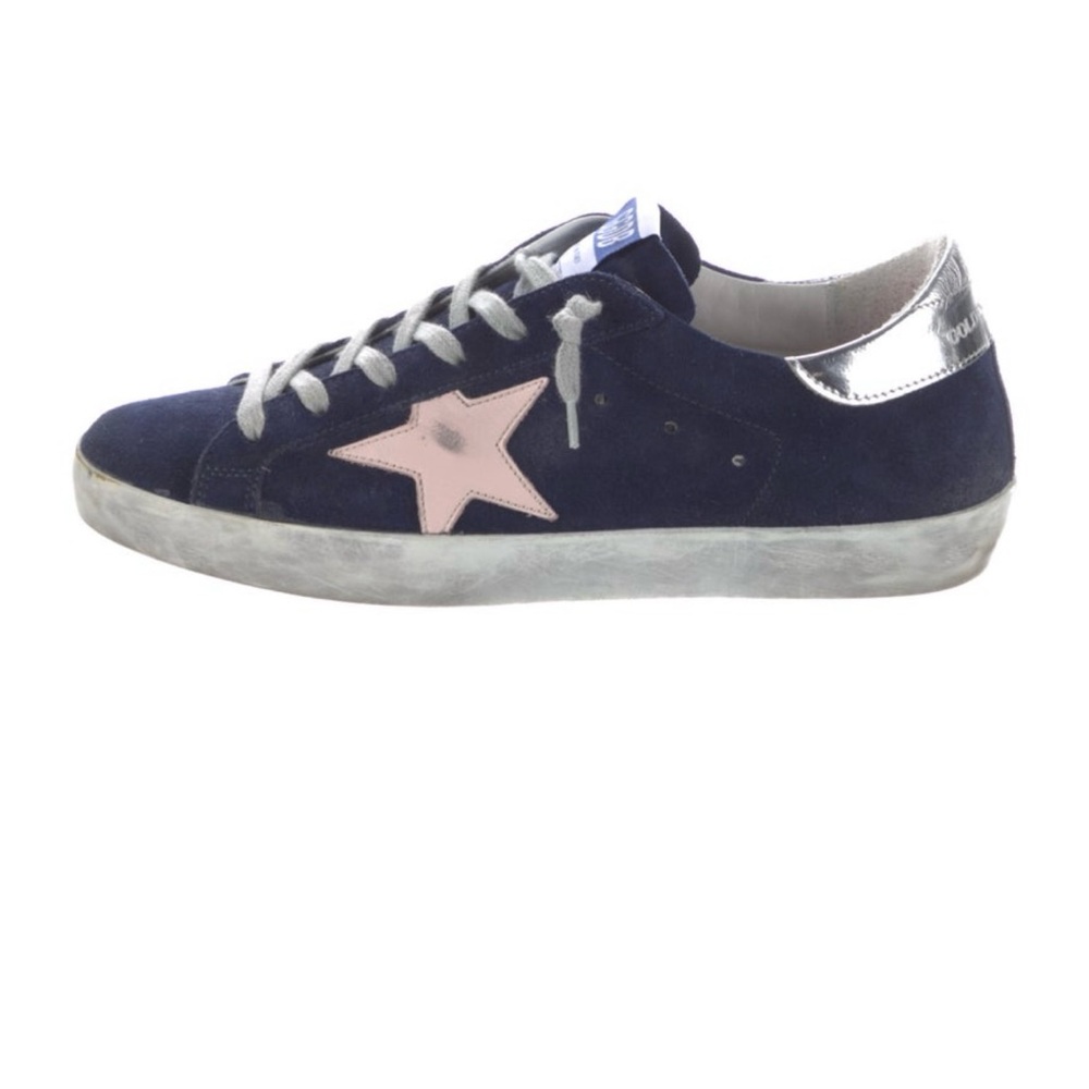 Golden Goose Navy Suede and Pink Star Sneakers Women Size 8 (38)